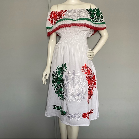 Mexicana Dresses | Off The Shoulder Mexican Dress L/ Vestido Mexicano | Color: White | Size: M | Mexi_Arts's Closet Mexicana Dresses | Off The Shoulder Mexican Dress L/ Vestido Mexicano | Color: White | Size: M | Mexi_Arts's Closet